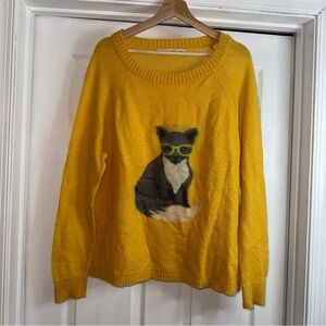 Woolrich Fair Isle Yellow Sweater Fox Wool Mohair Blend XXL Scoop Neck